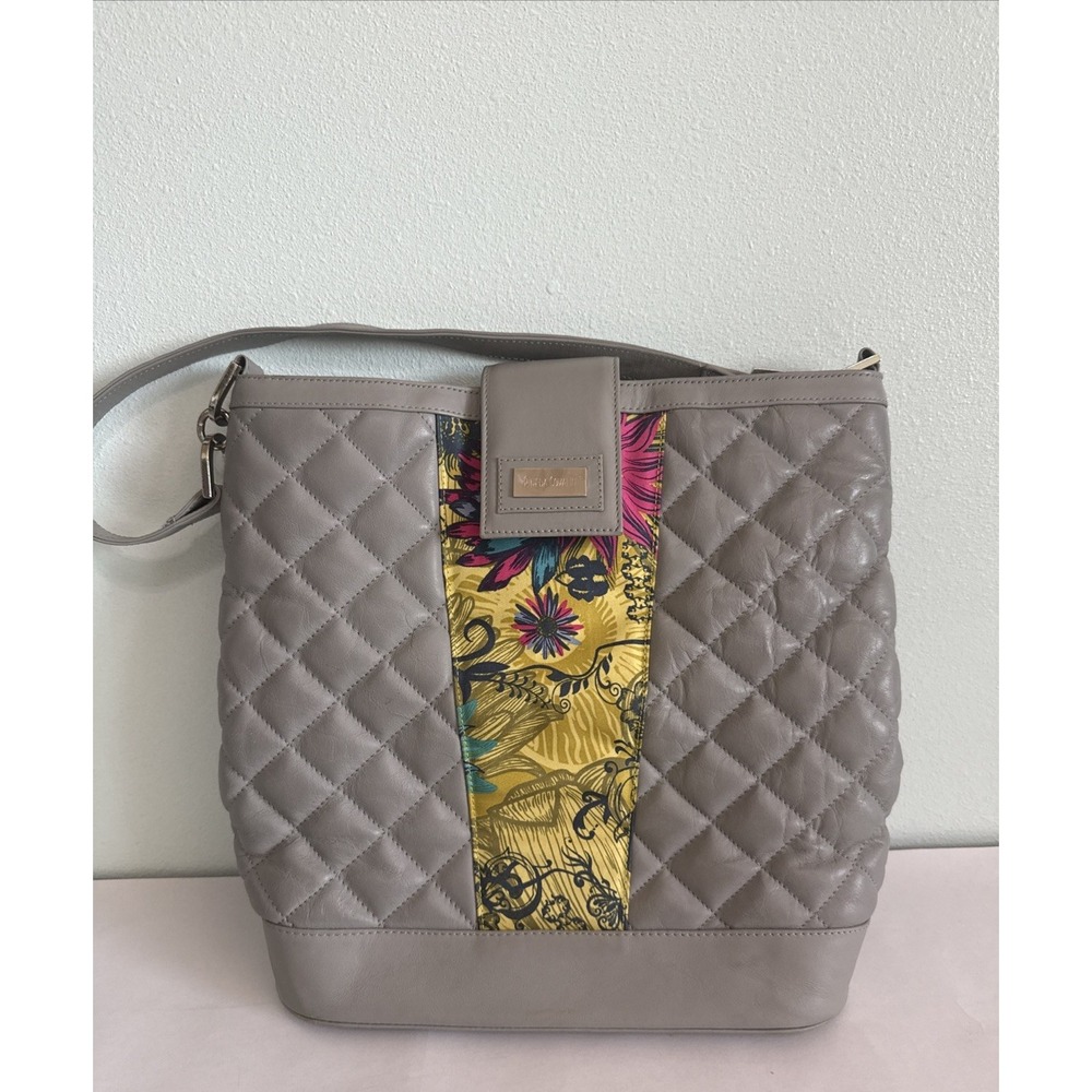 Pineda Covalin Leather Hand Bag Yaab Silk Embroidered floral Purse
